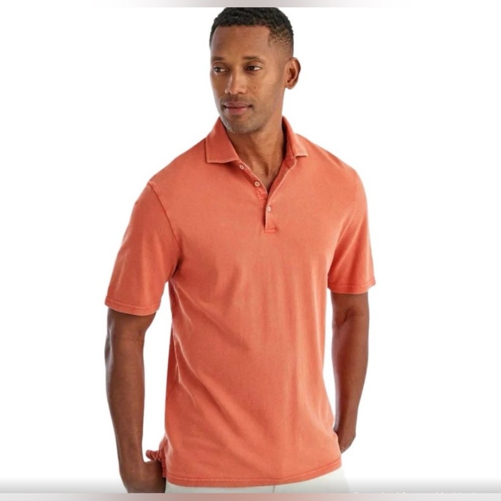 Johnnie-O Surfside Pique Colared Golf Polo in Orange Crush